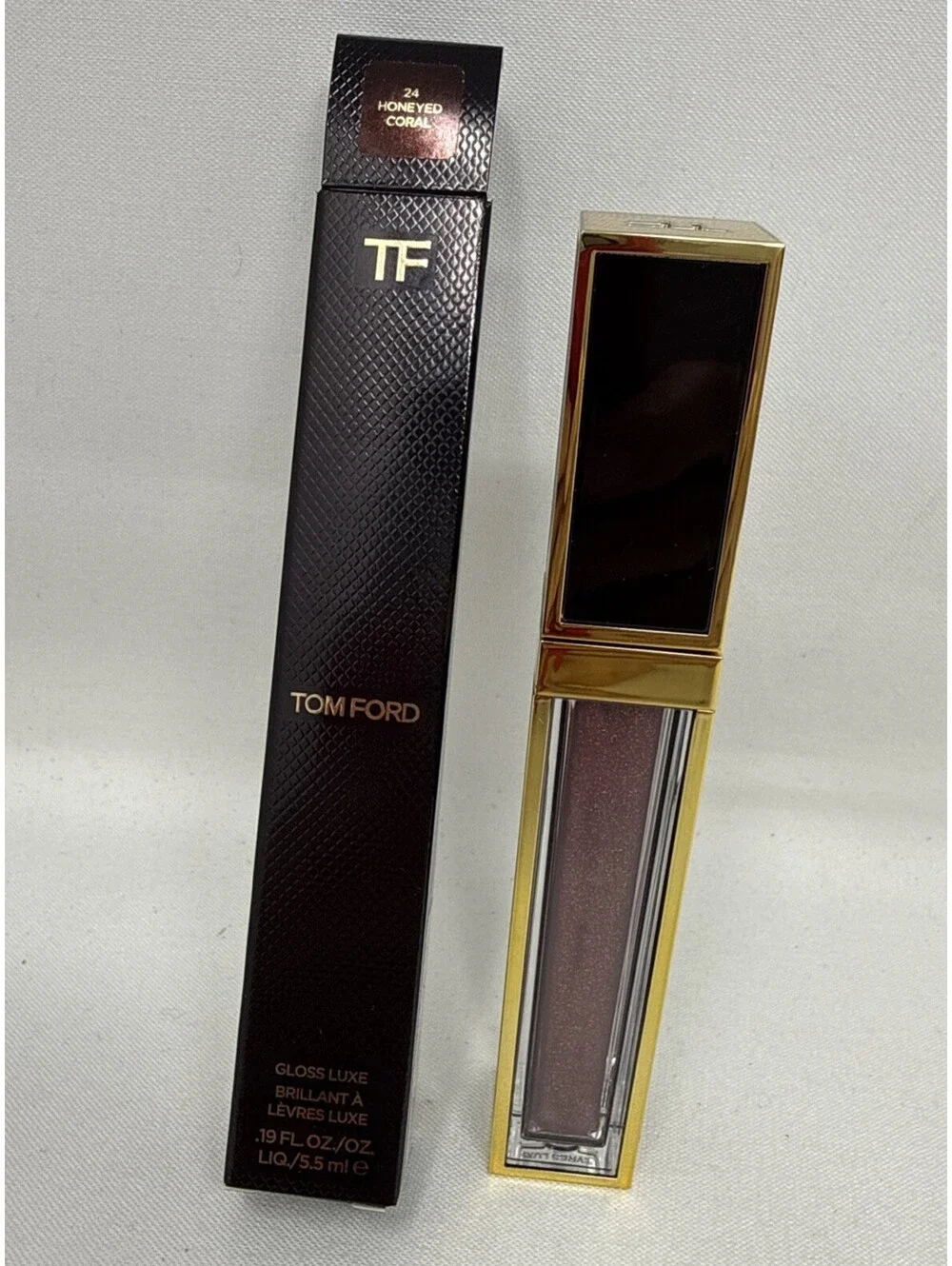 Tom Ford Gloss Luxe Lip Gloss 24 Honeyed Coral Shine Glitter 0.19 fl oz CJ200